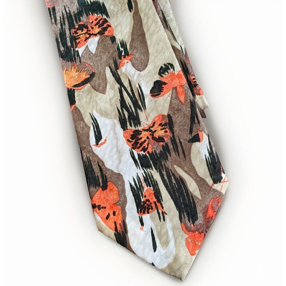 ST STEFANO Men's 100% Silk Tie MCM BUTTERFLY Made in Italy Brown Orange‎